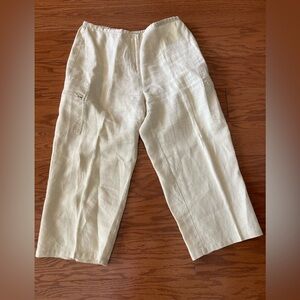 Cali Cali linen pants wide legs cream color zipper pockets size XL Minimalist